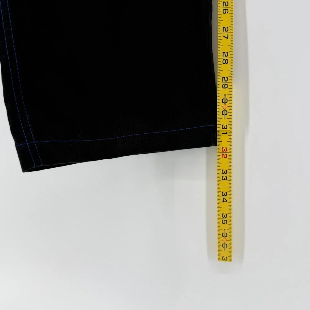 True Religion Mens Cargo Pants 36x32 Black Pacific Blue Contrast Stitch 108335